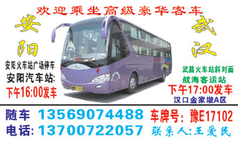 安阳到武汉名片正面